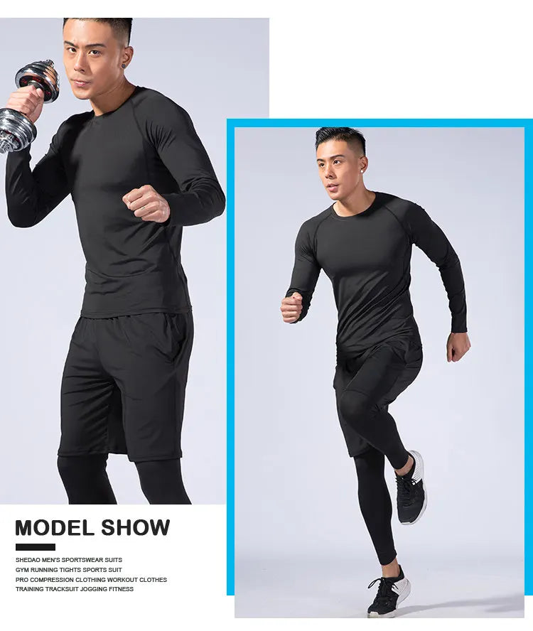 2-Piece Men’s Compression Sportswear Set — Gym, Yoga, Workout & Jogging Tracksuit