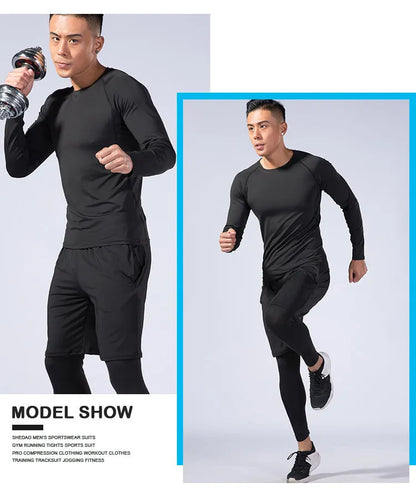 2-Piece Men’s Compression Sportswear Set — Gym, Yoga, Workout & Jogging Tracksuit