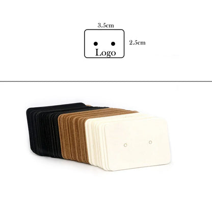 100PCS Kraft Paper Jewelry Display Cards — 19 Sizes in White, Black & Brown for Earrings, Necklaces & Packaging