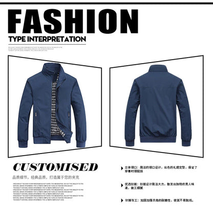 2025 Spring Autumn Men's Bomber Jacket – Casual Solid Slim Fit, Baseball Style, M-6XL & 8XL Sizes
