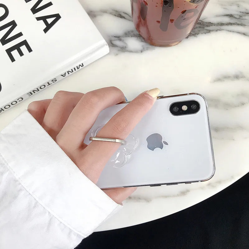 Universal Magnetic Mobile Phone Holder – Cute Finger Ring Stand, Transparent for iPhone 11, 12, XS Max