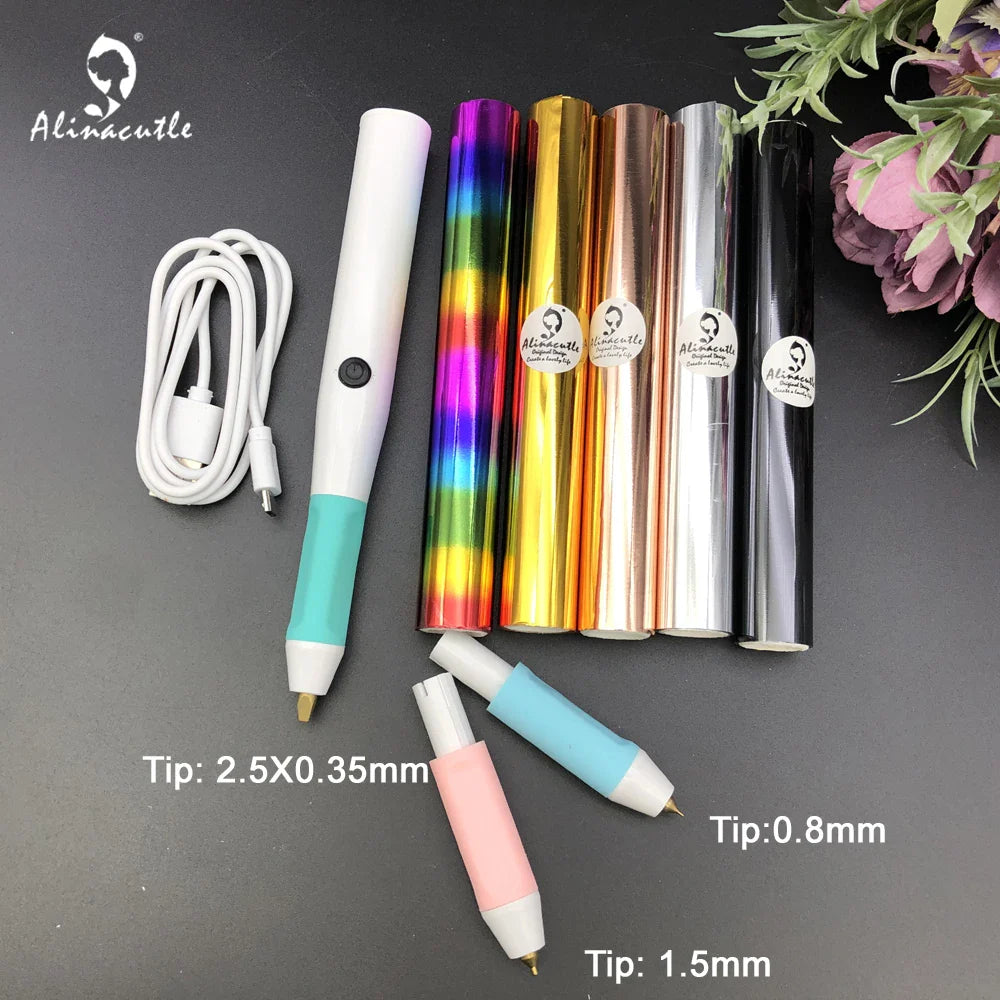 Heated Electric Foil Pen – Hot Foil Quill Tool Kit for Scrapbook & Handmade Craft Foiling