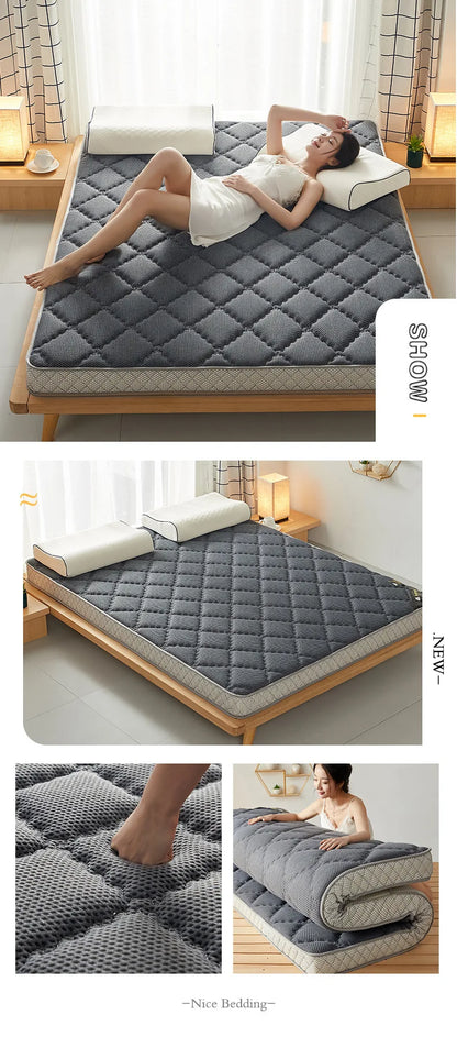 6/10cm Thai Natural Latex Floor Mattress – Foldable Tatami Mat with 95D Filling & Cotton Cover, Slow Rebound Comfort