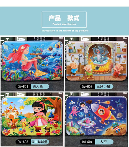 60PCS Wooden Cartoon Animal Puzzle – Early Learning Educational Jigsaw Toys for Kids