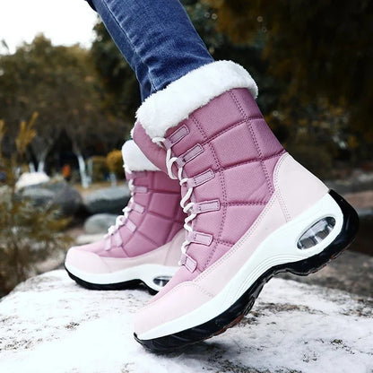 Women’s Waterproof Winter Snow Boots – Warm Plush Fur, Non-Slip Outdoor Platform Ankle Boots