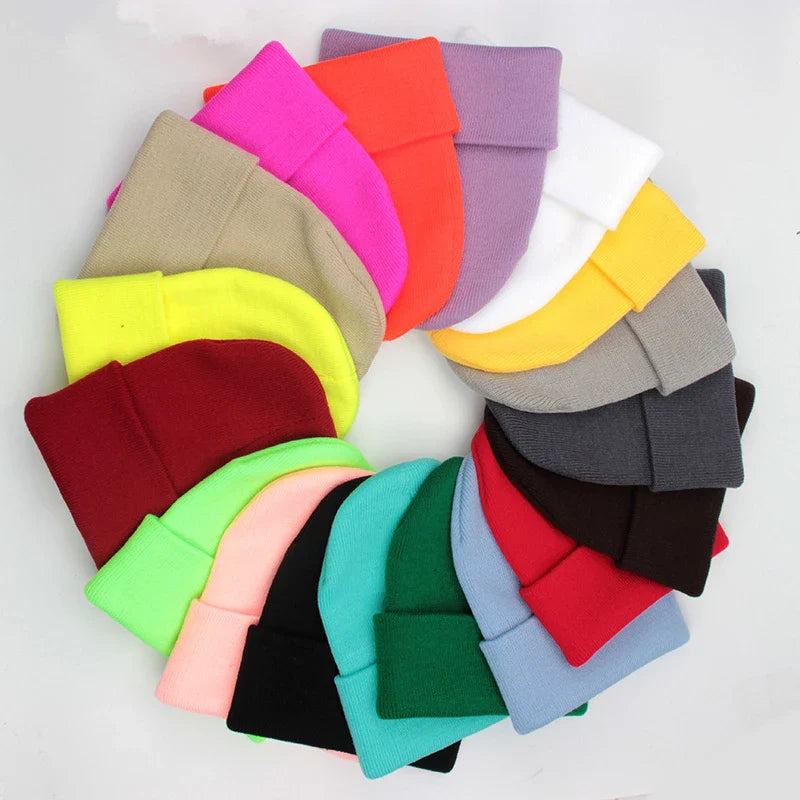 Solid Unisex Beanie – Soft Warm Wool Blend Knitted Cap for Men and Women, Autumn Winter Skullcap, Ski Hat, 24 Colors