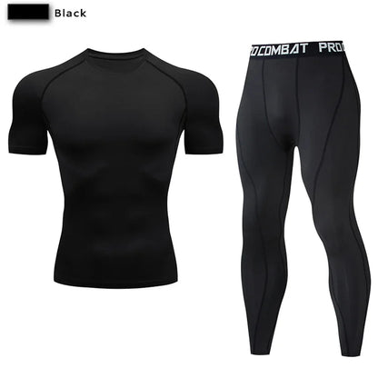 2-Piece Men’s Compression Sportswear Set — Gym, Yoga, Workout & Jogging Tracksuit