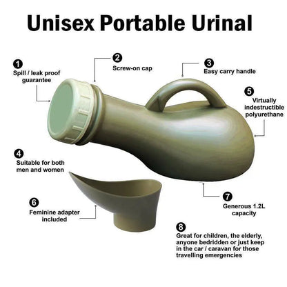 1000ml Portable Plastic Urinal Bottle with Cap - Mobile Toilet Aid for Travel, Camping, and Car Use