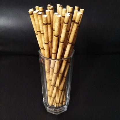 25Pcs Panda Bamboo Paper Straws - Disposable Paper Drinking Straws for Birthday Parties, Weddings, and Baby Showers - Eco-Friendly Decoration