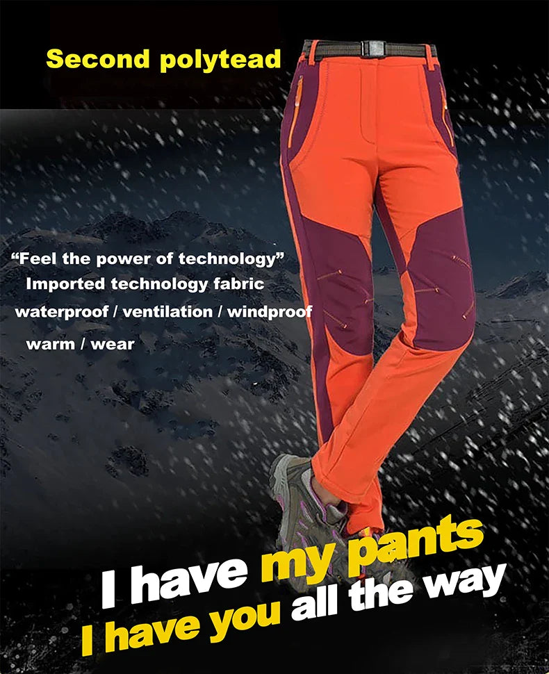 LNGXO Men’s Fleece Hiking Pants – Thick Warm Winter Waterproof & Windproof Soft Shell Ski, Trekking, and Camping Trousers