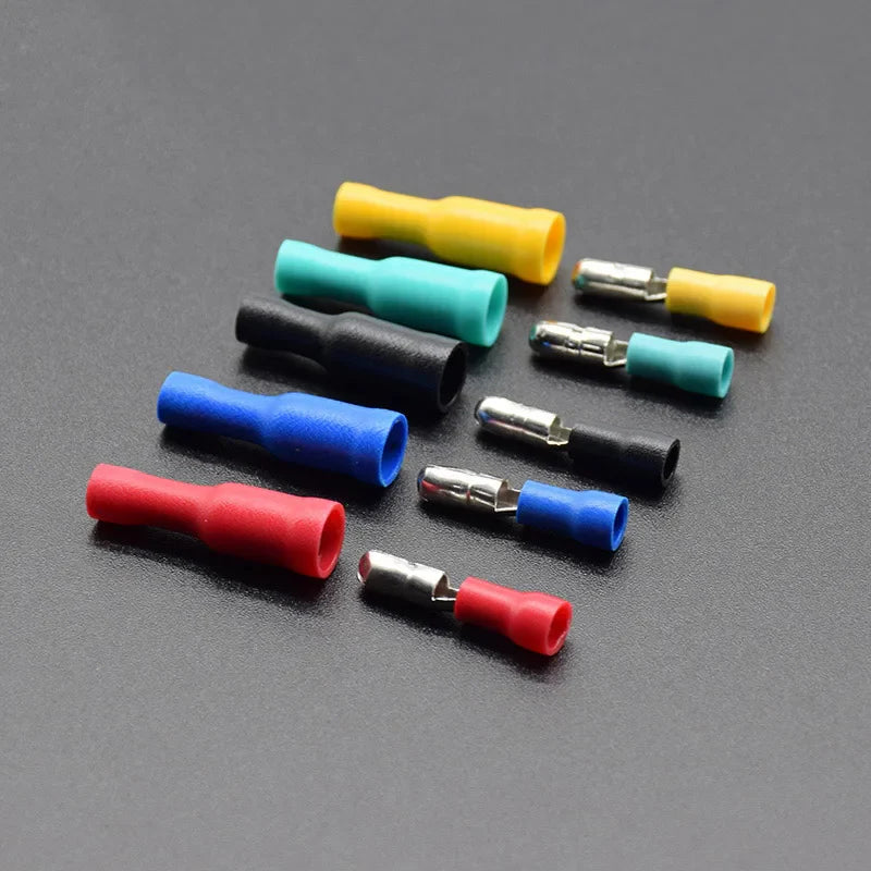 50/25/100pcs Male & Female Insulated Bullet Electrical Wire Connectors Crimp Terminal Kit for 22–16 AWG Audio & Automotive Wiring