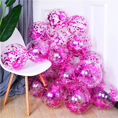 10pcs 12-inch Gold Star Confetti Balloons – Glitter Transparent Latex Party Decorations for Wedding & Birthday