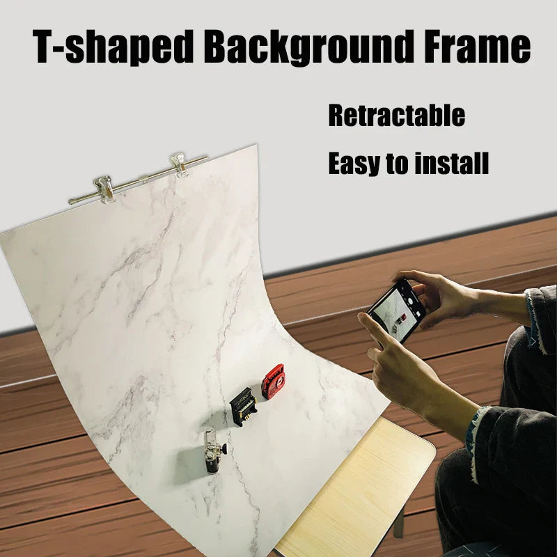 Adjustable T-Shape Photography Backdrop Stand – Background Frame Support System with Clamps for Video Studio