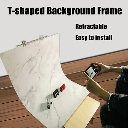 Adjustable T-Shape Photography Backdrop Stand – Background Frame Support System with Clamps for Video Studio