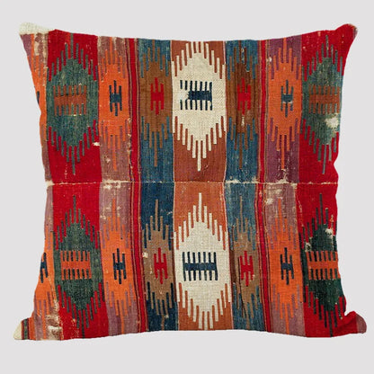 Bohemian Linen Cushion Cover – Multicolor Ethnic Geometric Pattern Decorative Pillow for Living Room Sofa