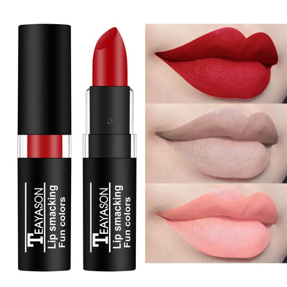 12 Color Waterproof Lipstick – Long-Lasting Matte Lip Gloss in Black, Blue, Purple, Green & Red