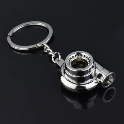 Mini Turbocharger Keychain - Spinning Turbine Keyring for Car Interior Accessories & Key Fob