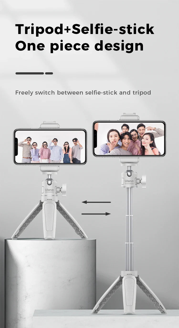 Ulanzi MT-08 Mini Tripod – White Foldable Monopod Mount with 1/4'' Universal Tripod for DSLR, Android & iPhone Smartphones