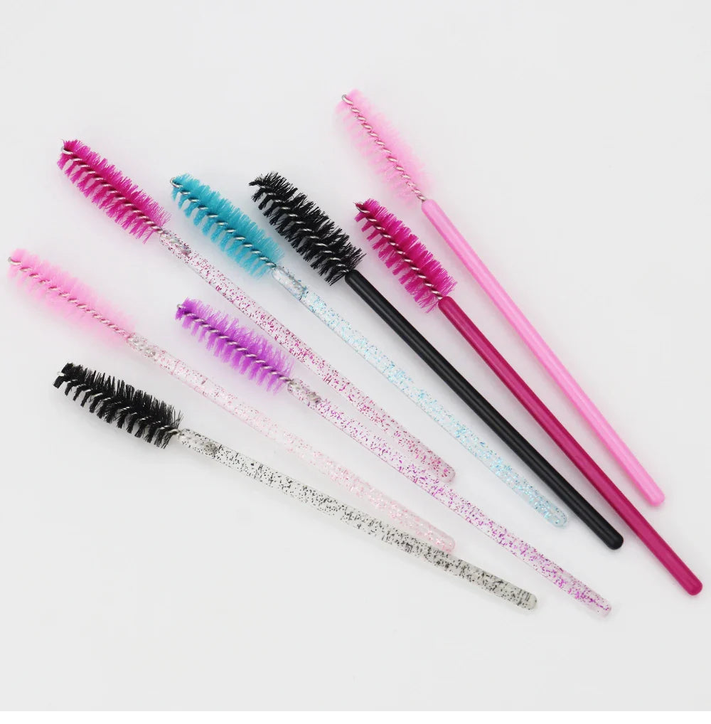 ANNAFRIS 50pcs Disposable Eyelash & Eyebrow Brushes — Soft Crystal Lash Extension Mascara Wands Makeup Tools