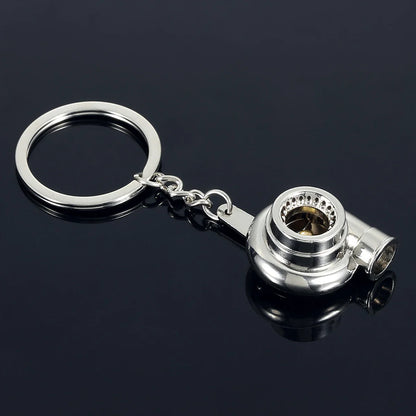 Mini Turbocharger Keychain - Spinning Turbine Keyring for Car Interior Accessories & Key Fob