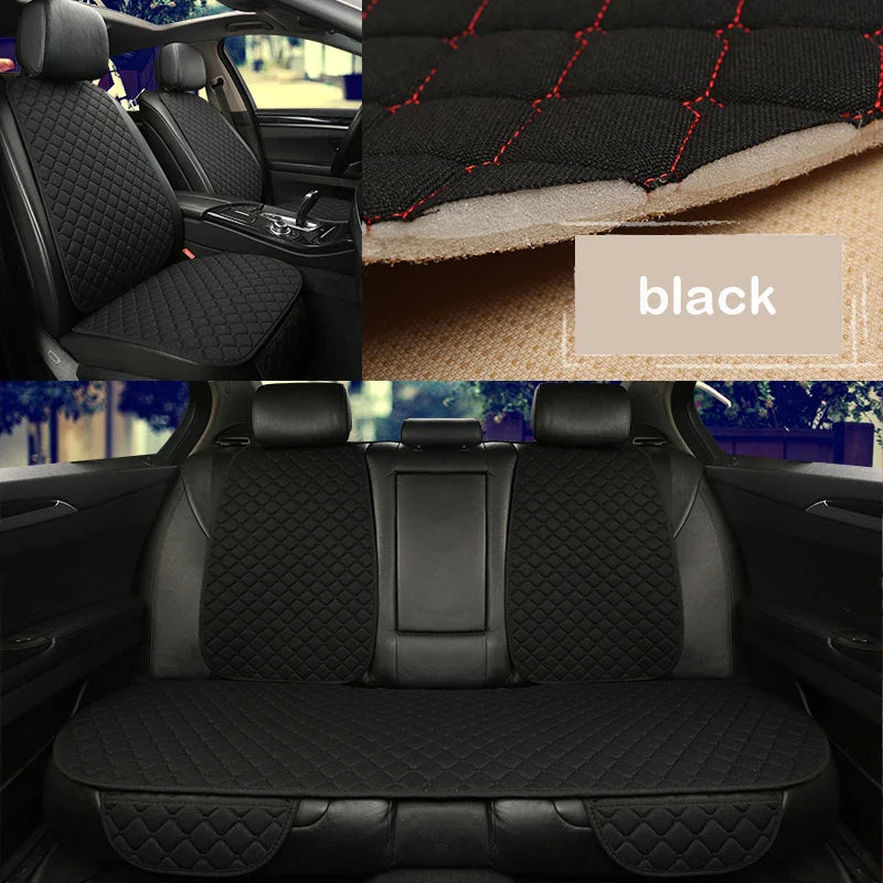 Universal Linen Car Seat Cover Protector Set – Breathable Flax Summer Cushion Pad for Front & Rear Seats Sedan, SUV & Pickup Interior Accessories