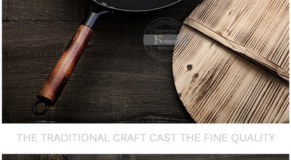 Konco 32cm Cast Iron Wok – Non-Coated Chinese Cookware Pan for Gas & Induction Kitchen Use