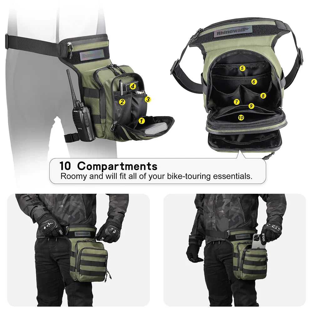 Rhinowalk 3L Motor Waist Bag – Motorcycle Waist Pack, Leg Bag, Thigh Belt, Hip Bum Fanny Pack for Cell/Mobile Phone, Travel