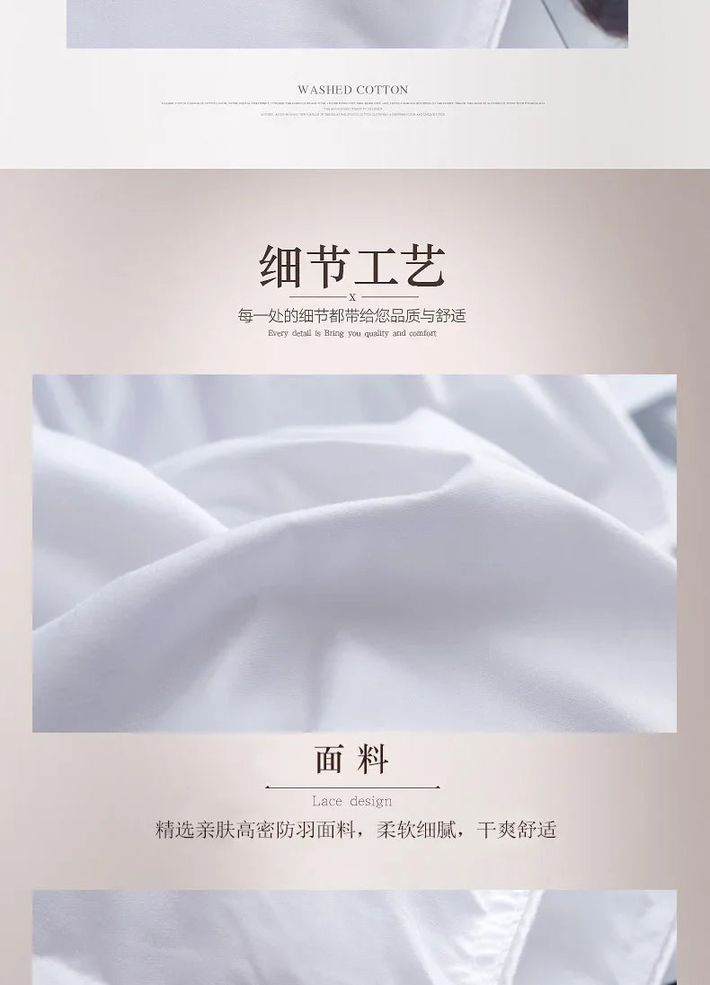 100% Goose Down Duvet – Quilted Cotton Comforter, Warm Winter Blanket with Solid Color Design