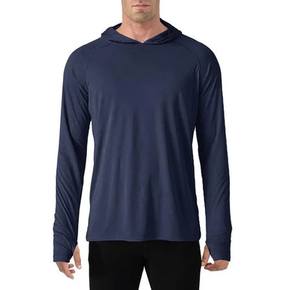 TACVASEN Men's Sun Protection Hoodie T-Shirt – UV-Proof, Lightweight, Breathable Long Sleeve Quick-Dry Top