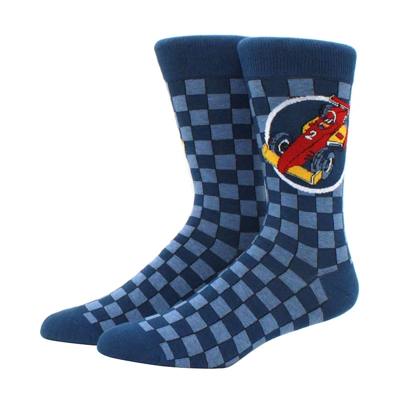 Funny Cartoon Fashion Cotton Socks – Hip Hop Skateboard Style Socks for Men & Women, Beer, Pizza, Astronaut & Pineapple Print Casual Wear Socks