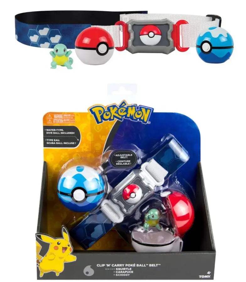Pokémon Toy Belt Set — Poké Ball Battle Belt with Pikachu, Eevee, Charmander & Bulbasaur for Kids Gift