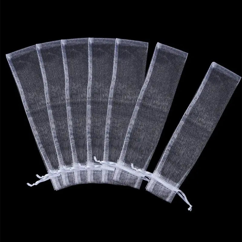 100-Pack Folding Hand Fan Pouches - Drawstring Organza Bags, Perfect for Outdoor Weddings, Party Favors, and Retail Gift Packaging