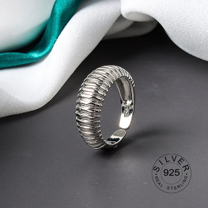925 Sterling Silver Women’s Open Wave Ring – Irregular Wide Noodle Design Gift
