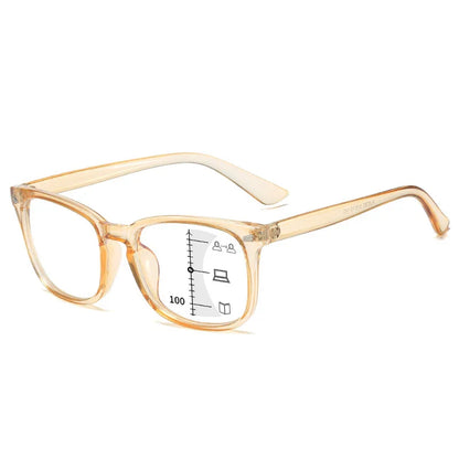 CRIXALIS Square Multifocal Progressive Reading Glasses Anti-Glare UV400 Fashion Computer Eyewear for Men & Women with Diopter Support