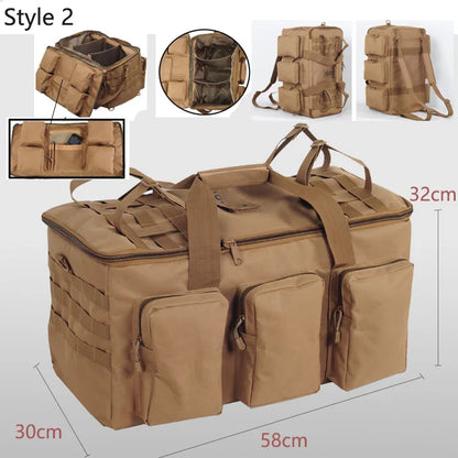 55L Tactical Duffel Bag – Large Camping Backpack for Hiking, Mountaineering, Travel & Gym, Men's Weekend Utility Bag