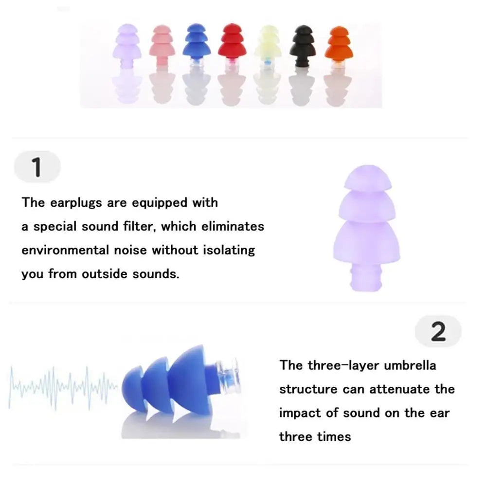 Silicone Noise Reduction Earplugs for Sleep – Soundproof, Anti-Bruit, Comfortable Ear Plug with Carrying Case