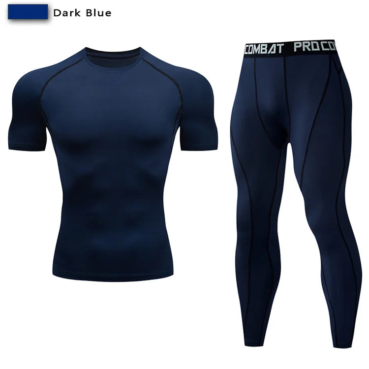 2-Piece Men’s Compression Sportswear Set — Gym, Yoga, Workout & Jogging Tracksuit