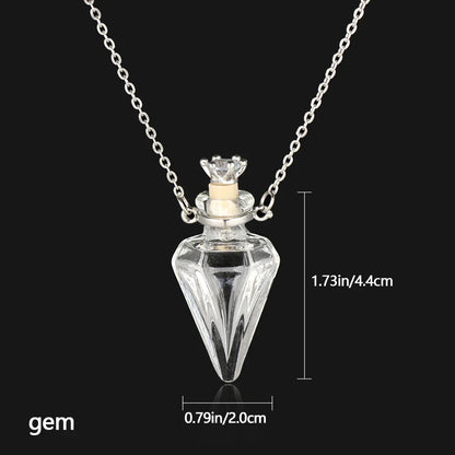 Openable Glaze Vial Pendant Necklace – Water Drop Heart Mini Perfume Bottle, Keepsake Jewelry Gift with Steel Chain