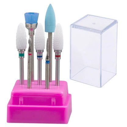 7pcs Nail Art Tungsten Steel Milling Cutter Set - Ceramic Nail Drill Bits for Electric Nail Machine & Pedicure Tool Accessories