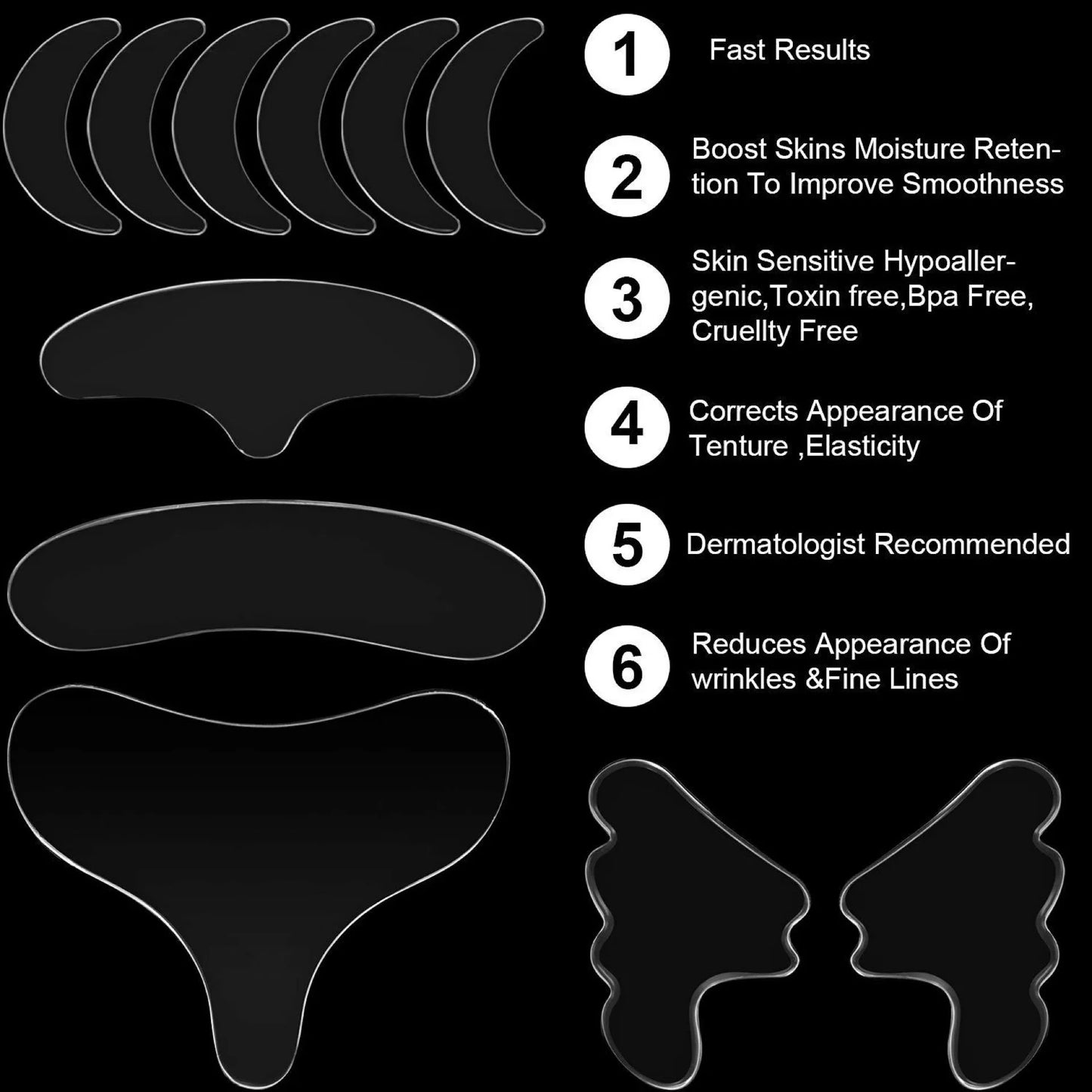 Reusable Anti-Wrinkle Silicone Skin Care Pads — Medical Grade Eye, Chin & Forehead Face Lifting Patches