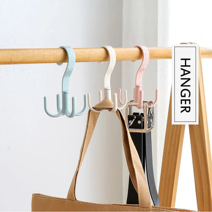 Space-Saving Rotated Hanger Hooks - Wardrobe Clothes Rack Organizer for Bags, Shoes, Belts, Scarves, and More