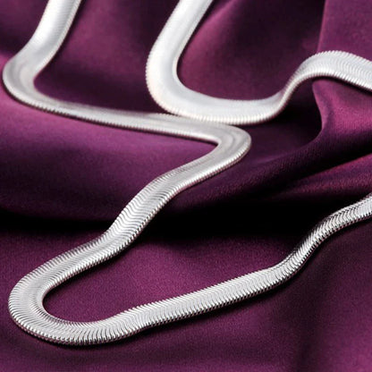 DOTEFFIL 925 Sterling Silver 6mm Flat Snake Chain Necklace — 16/18/20/22/24 Inch for Men & Women, Fashion, Wedding & Party Jewelry