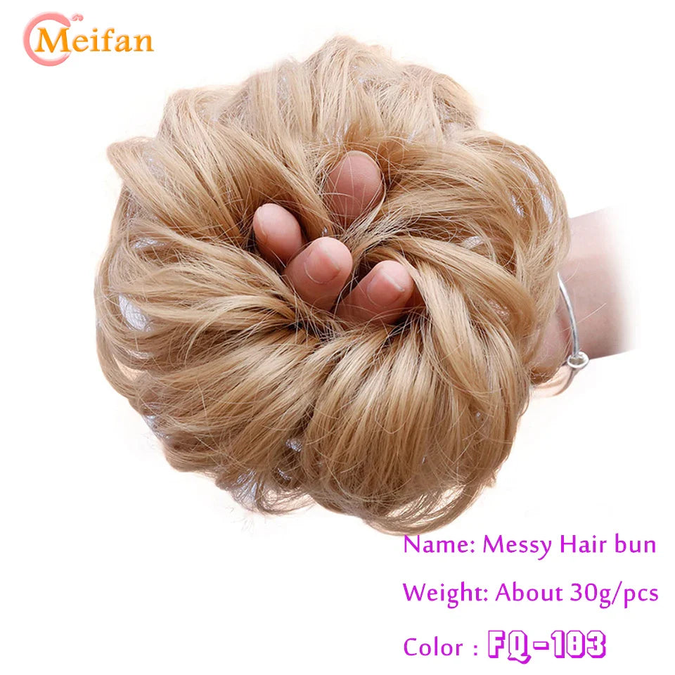 MEIFAN Synthetic Chignon Hair Bun – Elastic Rubber Band Clip-In Updo Ponytail Hair Extension for Women