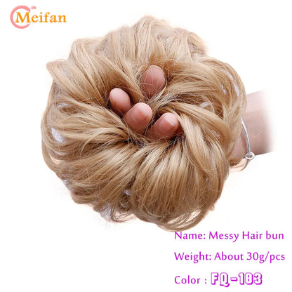 MEIFAN Synthetic Chignon Hair Bun – Elastic Rubber Band Clip-In Updo Ponytail Hair Extension for Women