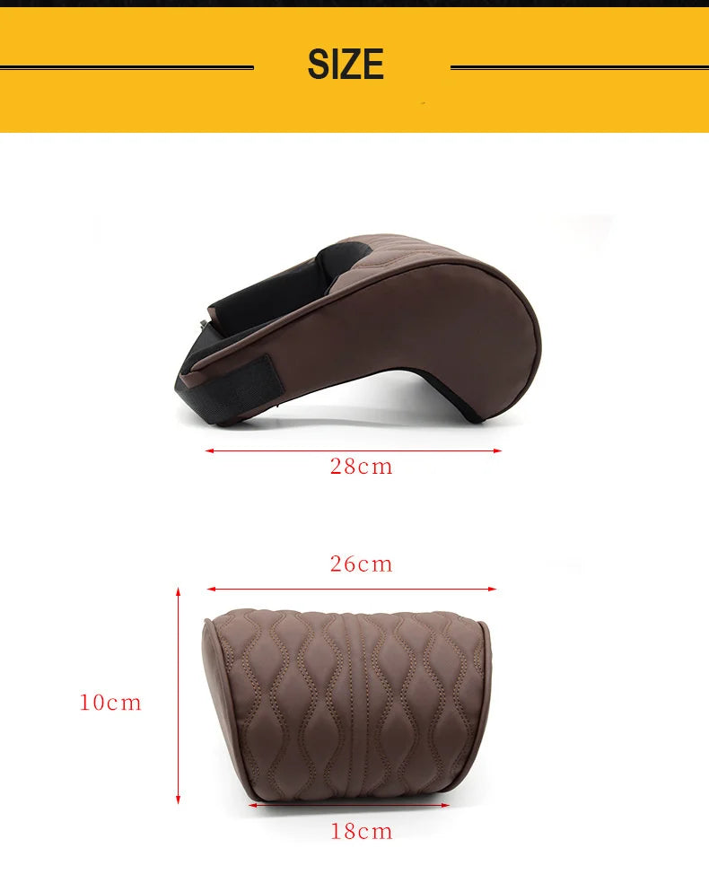 Car Neck & Lumbar Pillow – PU Leather Memory Foam Seat Headrest & Backrest Cushion