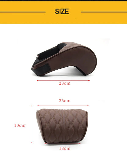 Car Neck & Lumbar Pillow – PU Leather Memory Foam Seat Headrest & Backrest Cushion