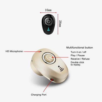 Mini Invisible True Wireless Earbuds – Bluetooth Noise Cancelling TWS Stereo Headset with Microphone Handsfree In-Ear Earphones