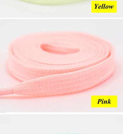 Luminous Flat Shoelaces - Glow in the Dark Fluorescent Sneaker & Canvas Shoe Laces, 80/100/120/140cm