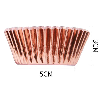 100PCS Gold Foil Tulip Cupcake Liners – Colorful Baking Muffin Wrappers for Weddings, Parties & Dessert Decor