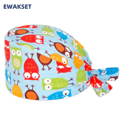 Unisex Soft Scrub Cap – Cartoon Print Surgical Hat for Men and Women, Operating Room Nursing Accessories